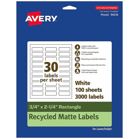 Avery EcoFriendly Rectangle Labels, 3/4" x 2-1/4", 3,000ct | Oriental ...