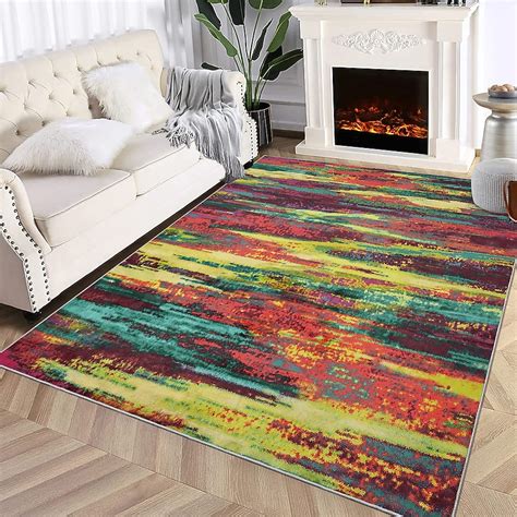 Garvee 5 x 7 (ft) Loomed Polyester Colorful Rectangular Indoor Ombre ...