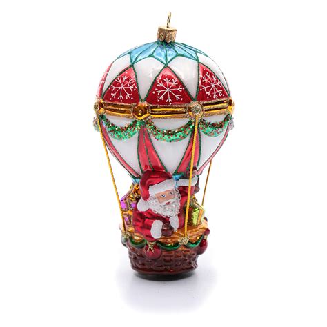 Blown glass Christmas ornament, Santa Claus on hot-air | online sales ...