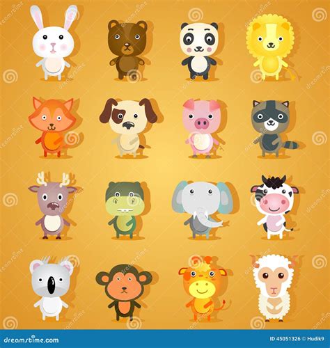 Set of Cartoon Animal Characters Stock Vector - Illustration of ...