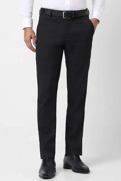 Buy Men Black Solid Slim Fit Trousers Online - 909244 | Van Heusen