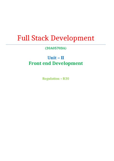 Unit-2 FSD (20A05703A) - JavaScript Basics and Frontend Development ...