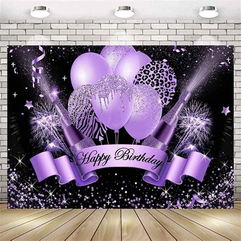 Sensfun Sparkle Purple Birthday Backdrop for Women Girls Happy Birthday ...
