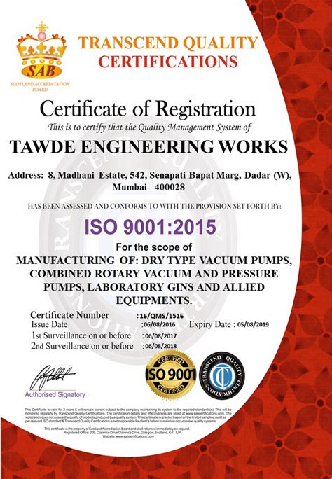 Certificates, Oil Type Rotary Vane Vacuum Pump, Mono Block Pumps