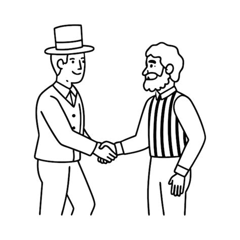 Download patriotic american man handshake vector line art in white ...
