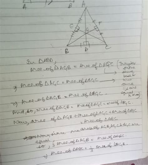 if the medians of a triangle ABC intersect at G show that ar ( AGB ...