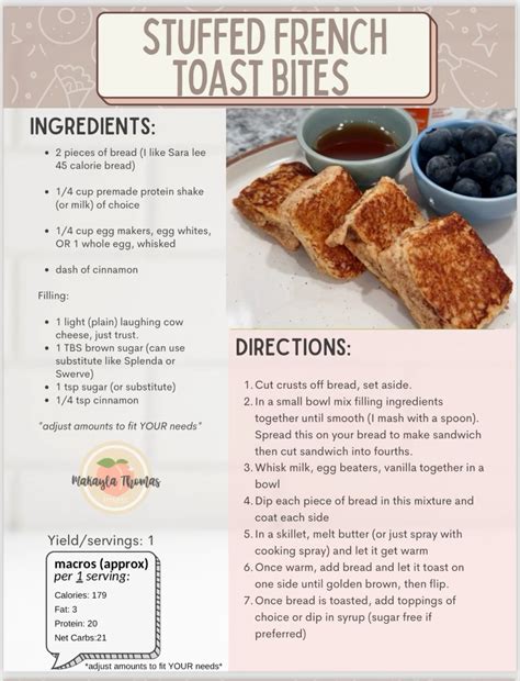 Makayla Thomas Stuffed French Toast | Easy healthy meal prep, Breakfast ...