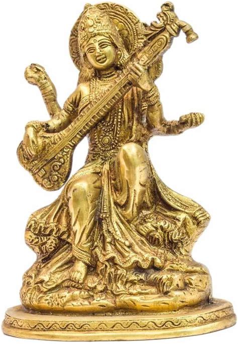 Brass Antique Gold Saraswathi with Veena – ArtyCraftz - Online Shopping ...