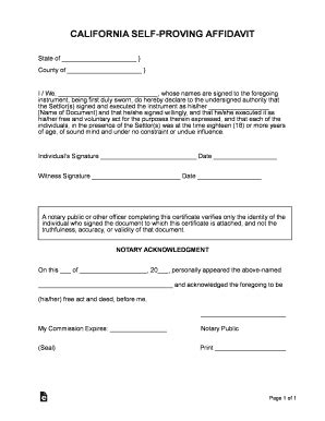 Fillable Online CALIFORNIA SELF-PROVING AFFIDAVIT Fax Email Print ...