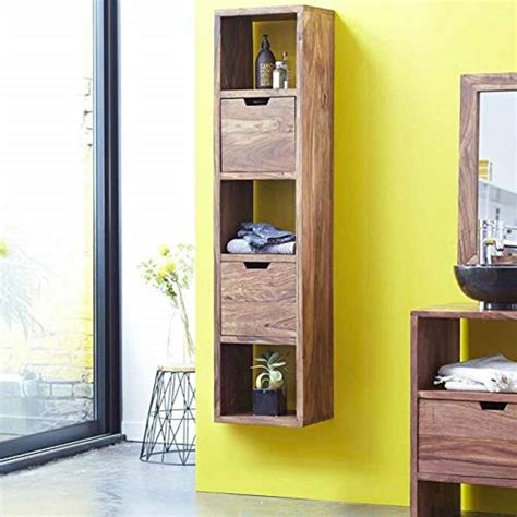 Friday Furniture Sheesham Wood Wall Mounted Shelf Storage Display Unit ...