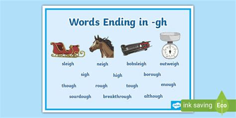 Words Ending in -gh Word Mat (teacher made) - Twinkl