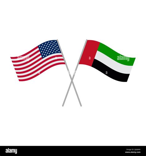 American and United Arab Emirates flags isolated on white background ...