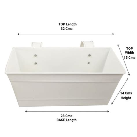 TrustBasket Set of 2 - Rectangular Railing Planter - Ivory (12 Inch)