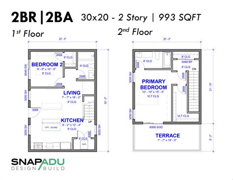 2 Story ADU Floor Plans for Accessory Dwelling Units