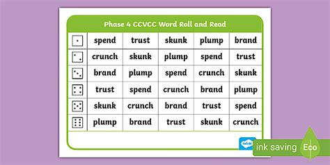 Phase 4 CCVCC Word Roll and Read Mat 2 | Twinkl