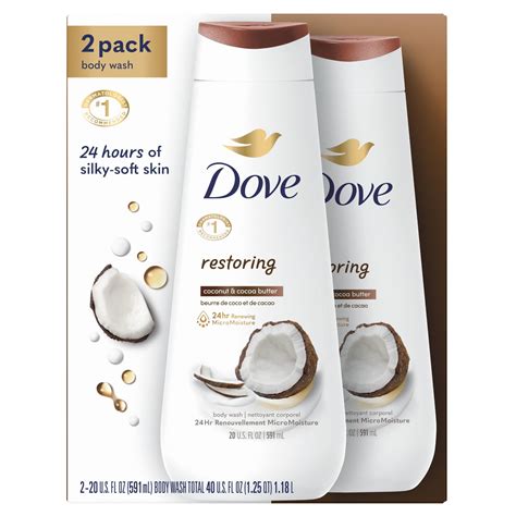 Dove Body Wash for Women Restoring Coconut & Cocoa Butter, 20 oz 2 ...