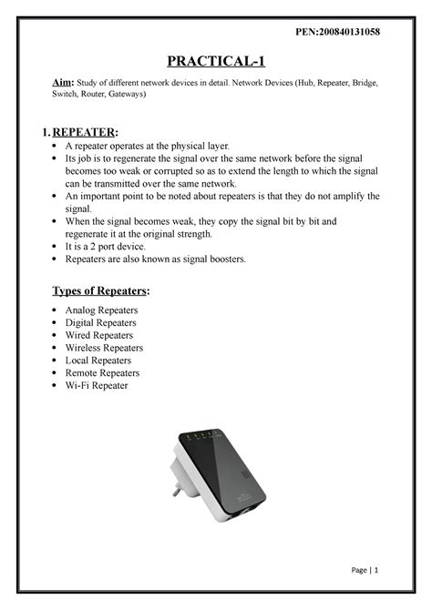 Practical 1 58 - PEN: PRACTICAL- Aim: Study of different network ...