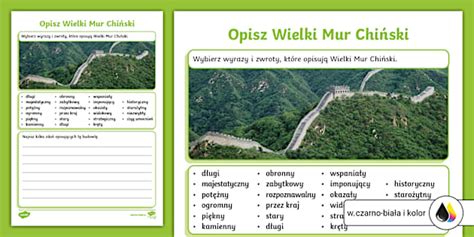 Opisz Wielki Mur Chiński | Karta pracy (teacher made)