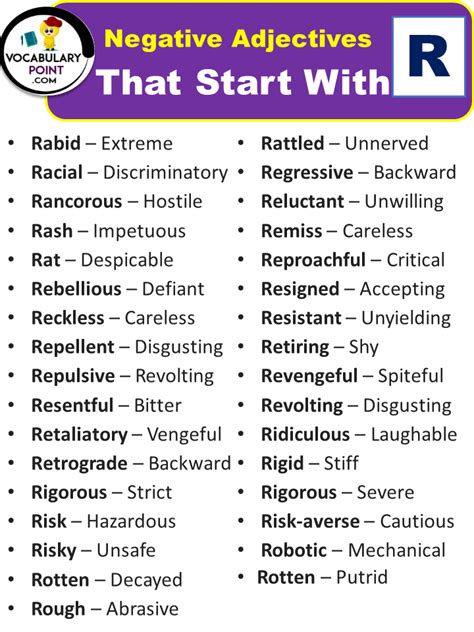 Negative Words That Start With R (Negative Adjectives) - Vocabulary Point