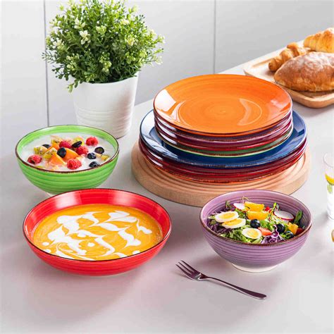 Bonita 24 Piece Dinnerware Set, Colorful Stoneware Set, Service for 6 ...