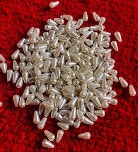Adhvik (Pack of 400 Gram) Off White Water Drop Shape Pearlized Bead ...