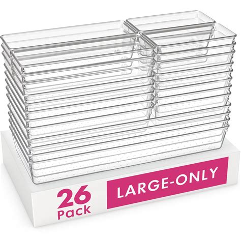 Snapklik.com : 26 Pack Large Clear Plastic Drawer Organizer Bins -5 ...