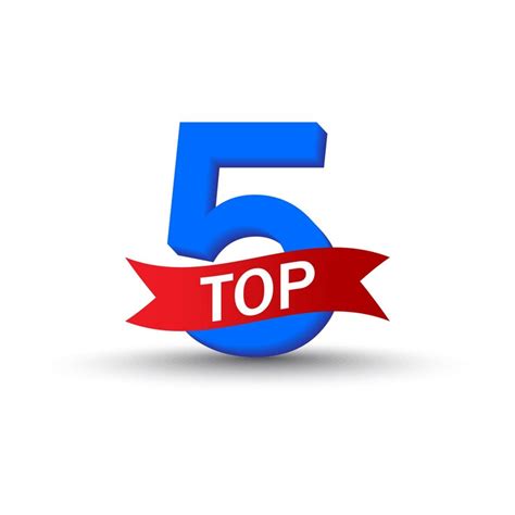 Five 5 shape red top ribbon ranking number concept vector bold accent ...
