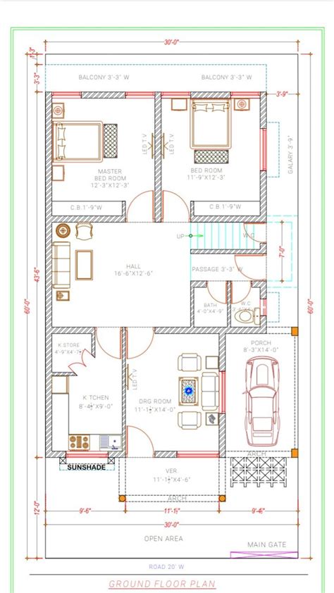 GC 1310 plan House Plan for 30 Feet by 60 Feet plot (Plot Size 200 ...