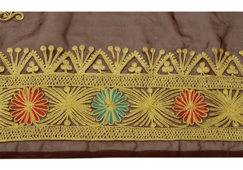 Vintage Saree Border Indian Craft Trim Embroidered Burgundy Sewing Rib ...