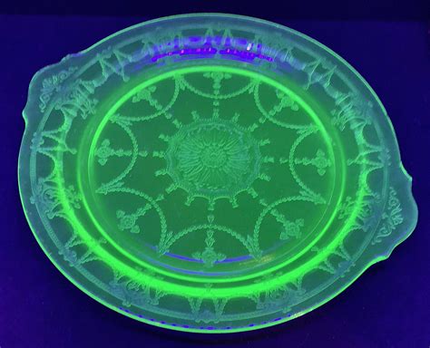 Lot - Vintage Uranium Glass Serving Plate