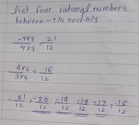 list four rational numbers between -7/4 & -4/3 - Brainly.in
