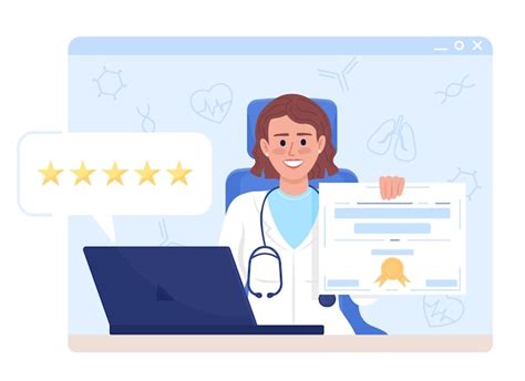 Female doctor reviews flat concept vector illustration | Premium Vector