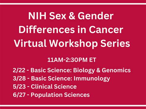 NIH Sex and Gender Differences in Cancer Virtual Workshop Series ...