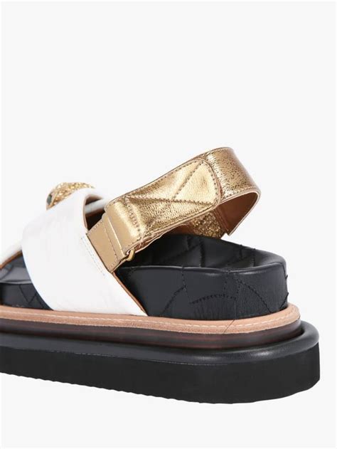Kurt Geiger London Orson Leather Cross Strap Flatform Sandals, Putty/Gold