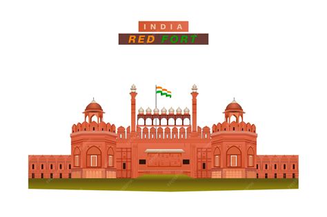 Premium Vector | INDIA new red fort vector illustration with flag banner or poster design
