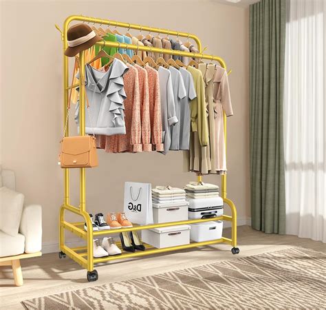Amazon.com: Antiwar Sturdy Metal Double Rodding Clothes Rack With ...