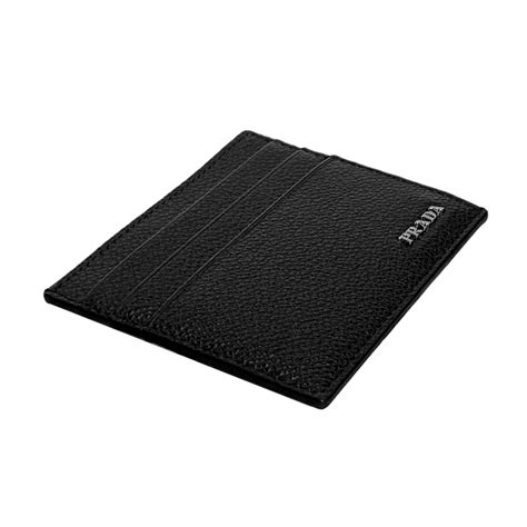Prada Vitello Micro Grain Leather Black Card Holder Wallet - Queen Bee ...