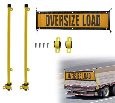 1Pack 12"x60" Oversize Load Sign w/Bungee Cord & Hook & 1Pair 28"x3 ...