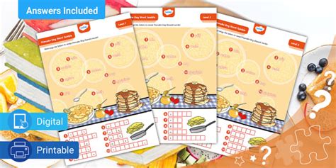 Pancake Day Word Jumble - AL - Twinkl - Kids Puzzles