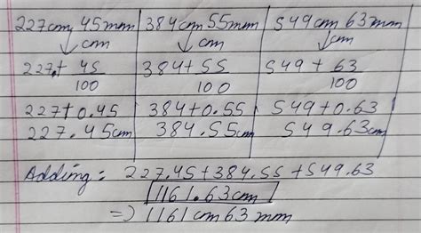 Add. 1. 227cm45mm,384cm55mm and 549cm,63mm - Brainly.in