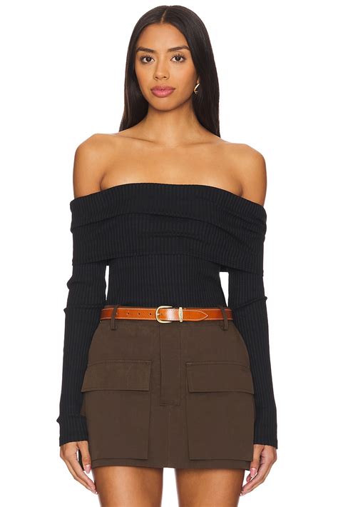 LA Made Kayla Off Shoulder Long Sleeve Top in Black | REVOLVE