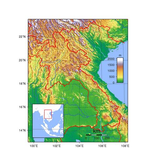 Detailed topographical map of Laos | Laos | Asia | Mapsland | Maps of the World