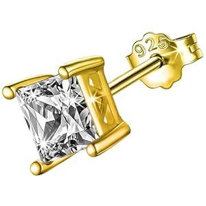 Buy SIVYAA Men's Single White Square Solitaire Diamond Stud Earrings ...