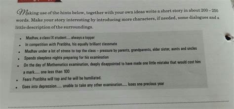 story writing by using using hints .... - Brainly.in