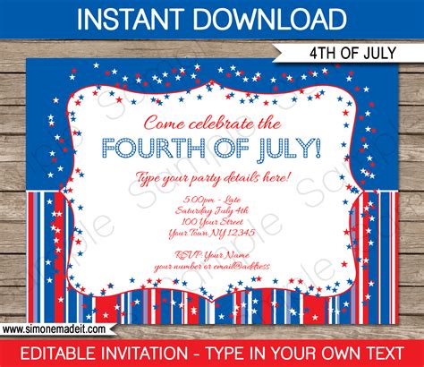4Th Of July Invitation Templates, Web start your 4th of july ...