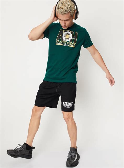 Buy Men Printed Slim Fit Athleisure T-shirt Online at just Rs. 399.0 ...