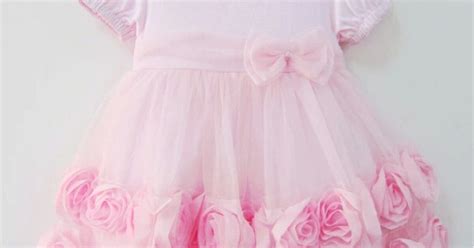 Pink Net Little Princess Dress with Rose Sequence at Base