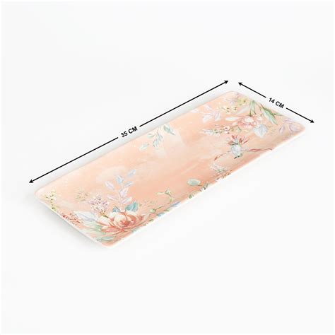 Buy Moksha Iron Stone Floral Printed Serving Platter - 35x14cm from ...