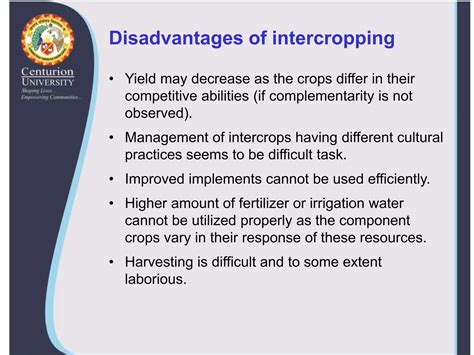 Advantages of Intercropping by Centurion University.ppt | Agriculture | Industries