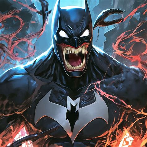 "Batman infected with venom" — image created in Shedevrum